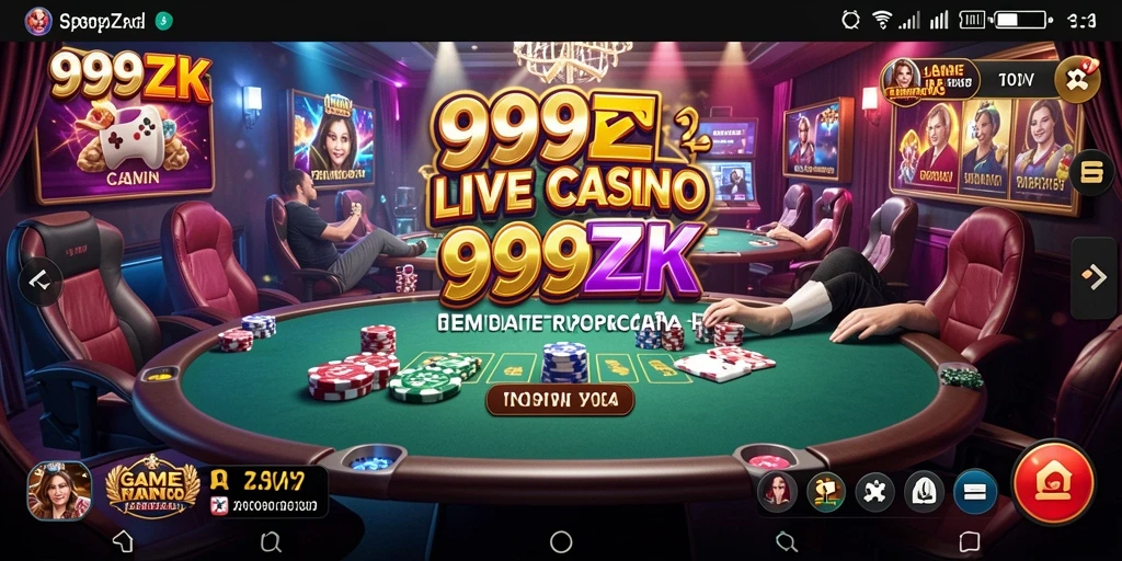 Screenshot gameplay 999ZK menampilkan suasana Live Casino yang nyata.