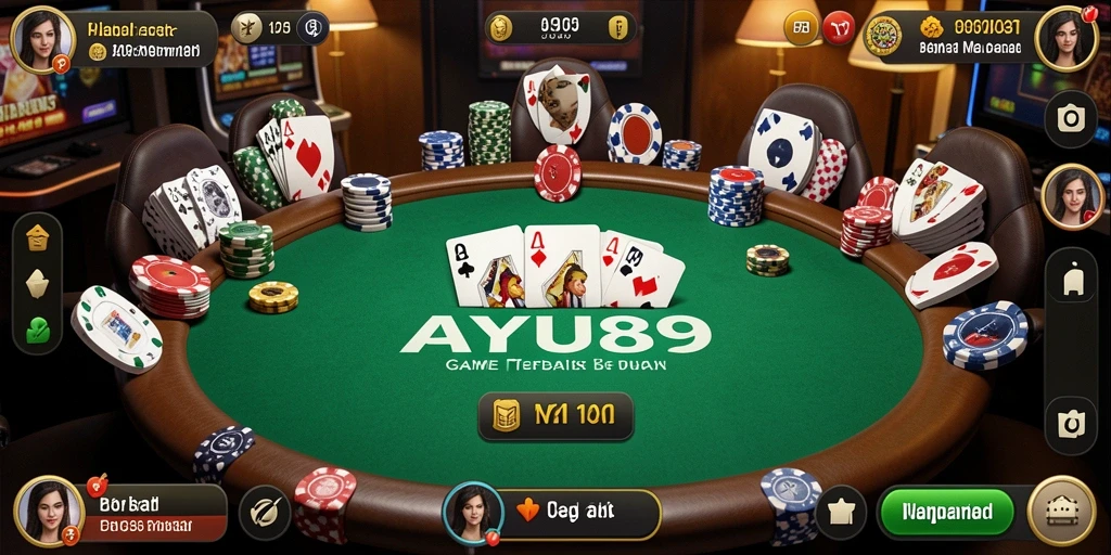 Screenshot gameplay AYU89 yang menampilkan suasana kompetitif poker.