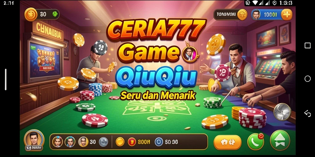 Screenshot CERIA777 menunjukkan gameplay QiuQiu yang seru dan menarik.