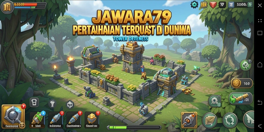Tampilan menarik dari gameplay menegangkan Tower Defense di JAWARA79.