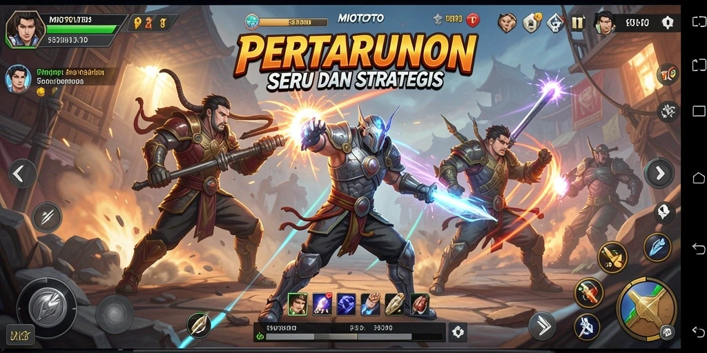Tampilan aksi pertarungan seru di game MIOTOTO.