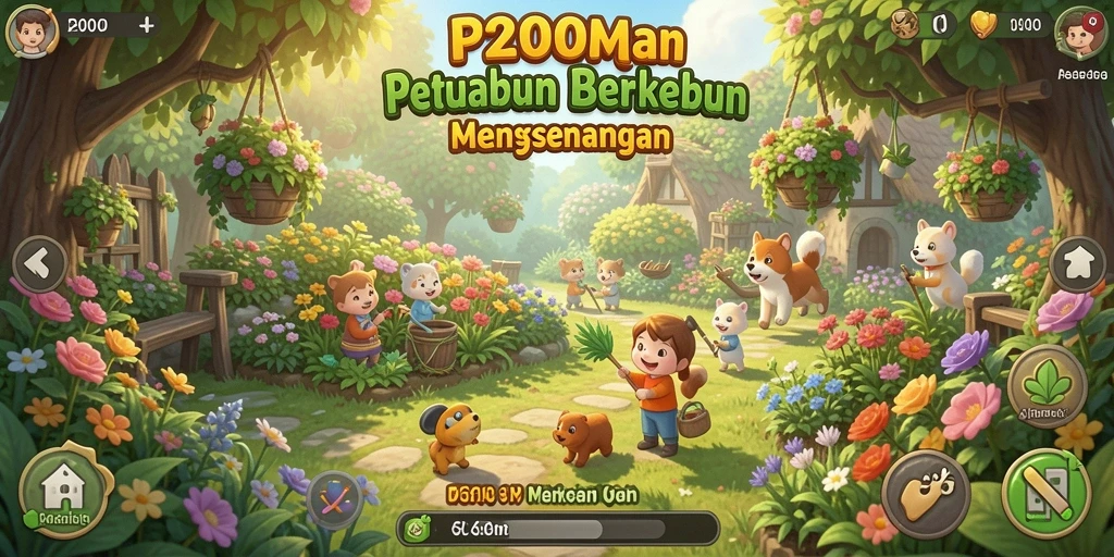 Tampilan gameplay P200M yang menawan saat berkebun.