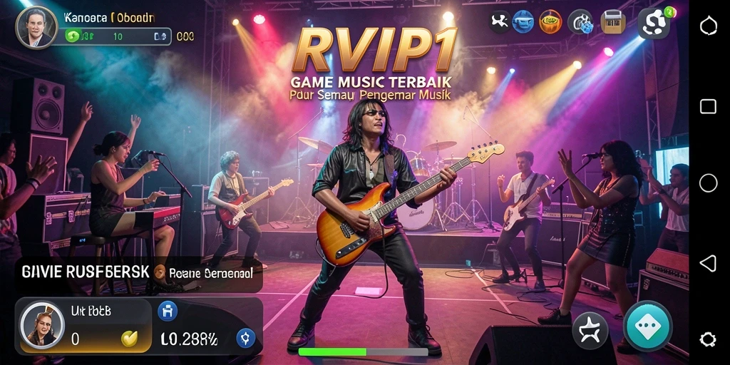 Tangkapan layar utama dari gameplay <strong>RVIP1</strong> menunjukkan keseruan bermain musik.