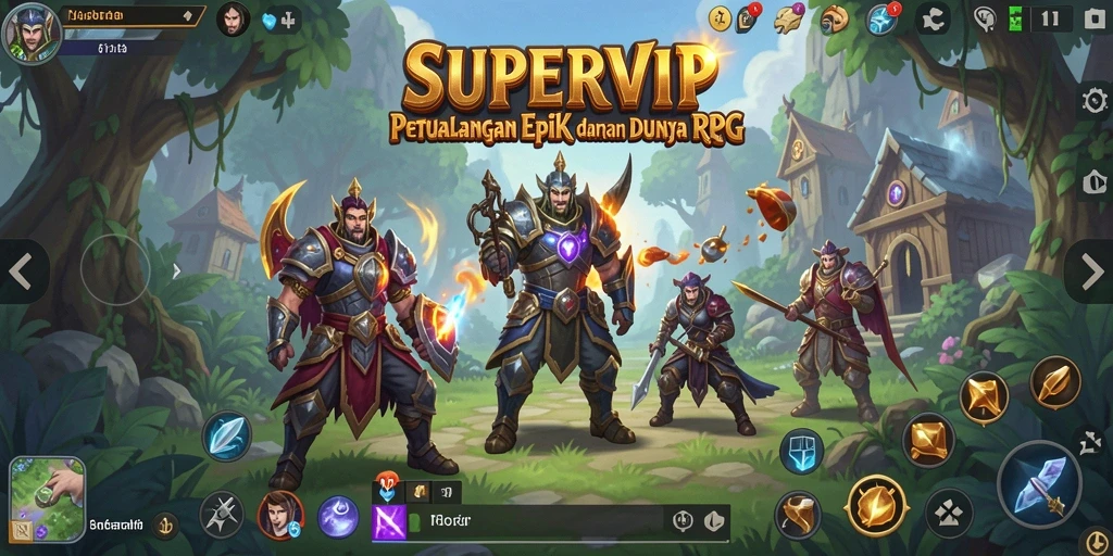 Tampilan penuh aksi dalam gameplay RPG SUPERVIP
