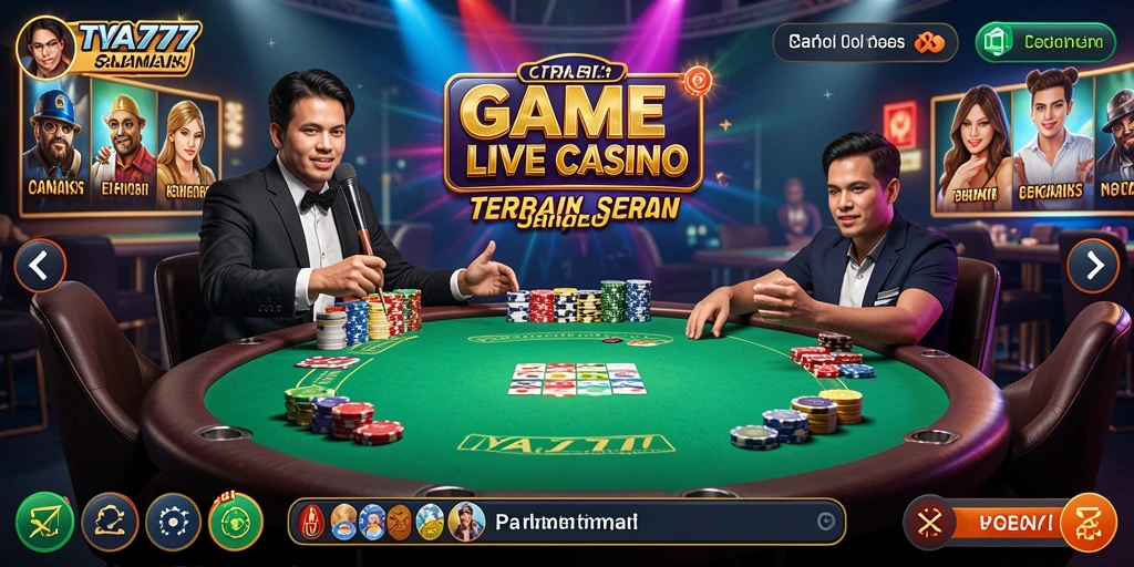 Screenshot gameplay TYA777 menampilkan dealer profesional yang berinteraksi dengan pemain.